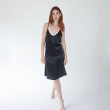 Load image into Gallery viewer, Black Silk Slip Dress